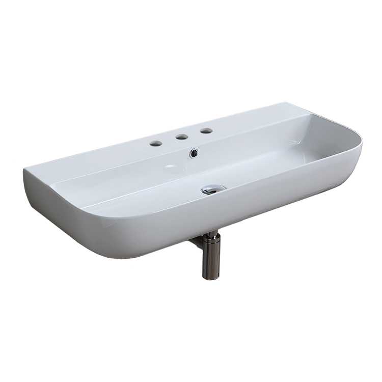 Nameeks Cangas Wall Mounted Ceramic Bathroom Sink in White