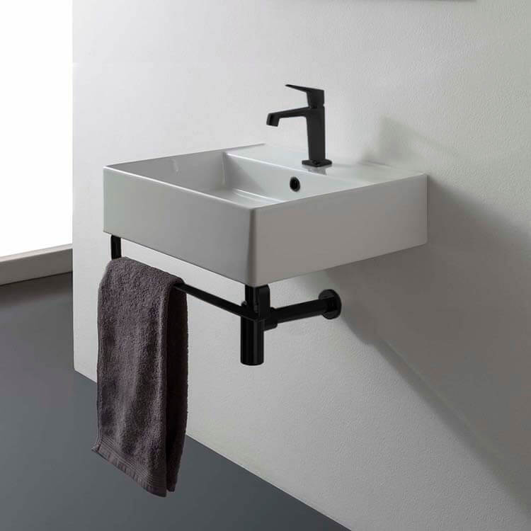 Scarabeo 8031 R 40 Tb Blk Bathroom Sink, Wall Mount Bathroom Sinks Canada