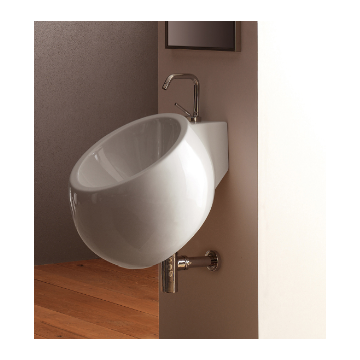 Bathroom Sink, Scarabeo 8100, Round White Ceramic Wall Mounted Sink