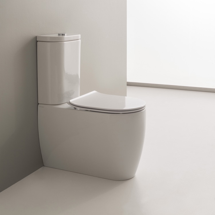 Toilet, Scarabeo 5526, Modern Floor Standing Toilet, Ceramic, Rounded