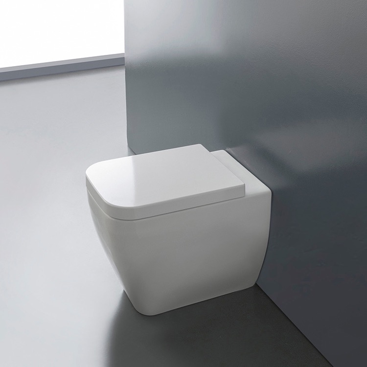 Toilet, Scarabeo 8309, Modern Floor Standing Toilet, Ceramic, Squared