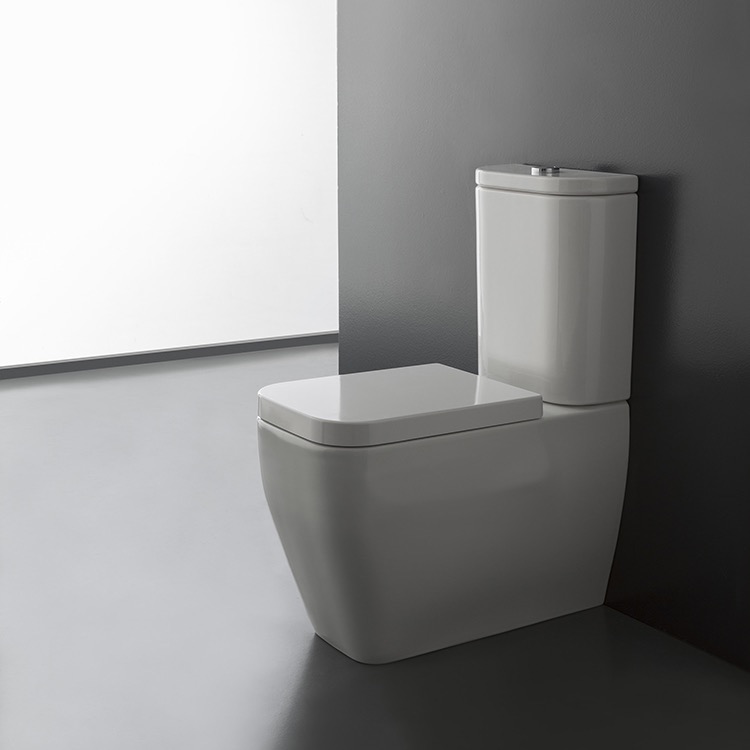 Toilet, Scarabeo 8311, Modern Floor Standing Toilet, Ceramic, Squared