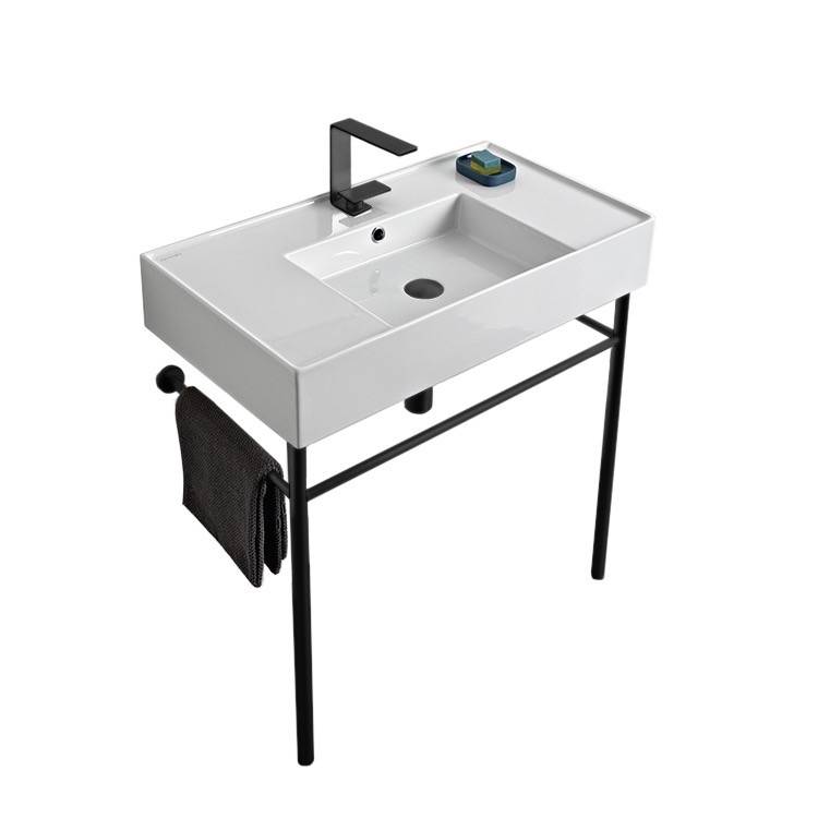Scarabeo 5123-CON-BLK Console Bathroom Sink, Teorema 2 Scarabeo 5123-CON-BLK Console Bathroom Sink, Teorema 2