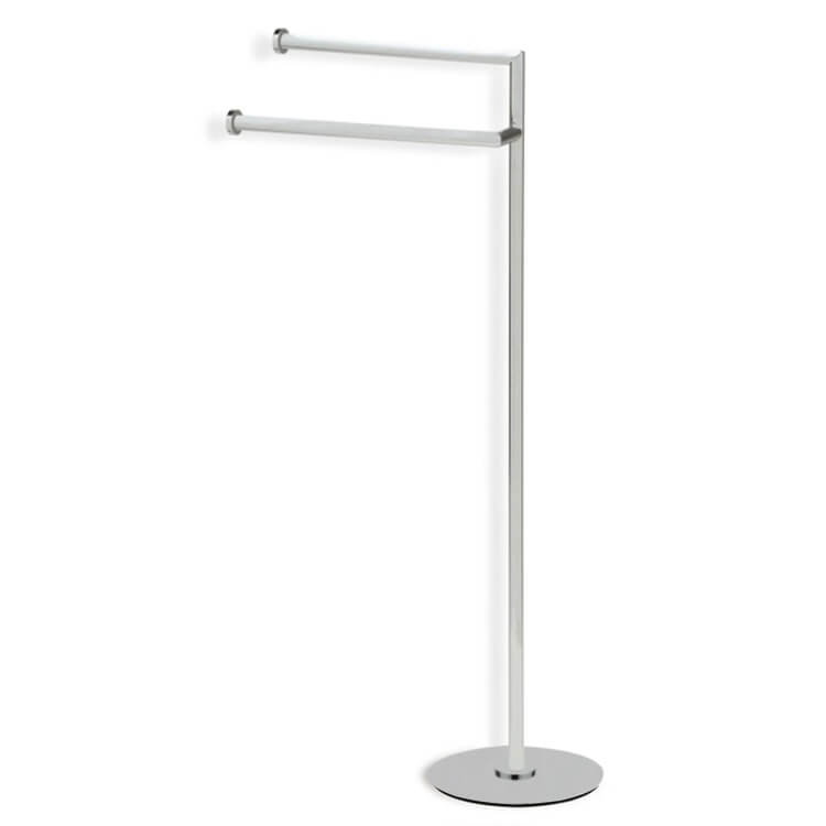 Towel Stand, StilHaus ME19-36, Satin Nickel Free Standing Towel Stand