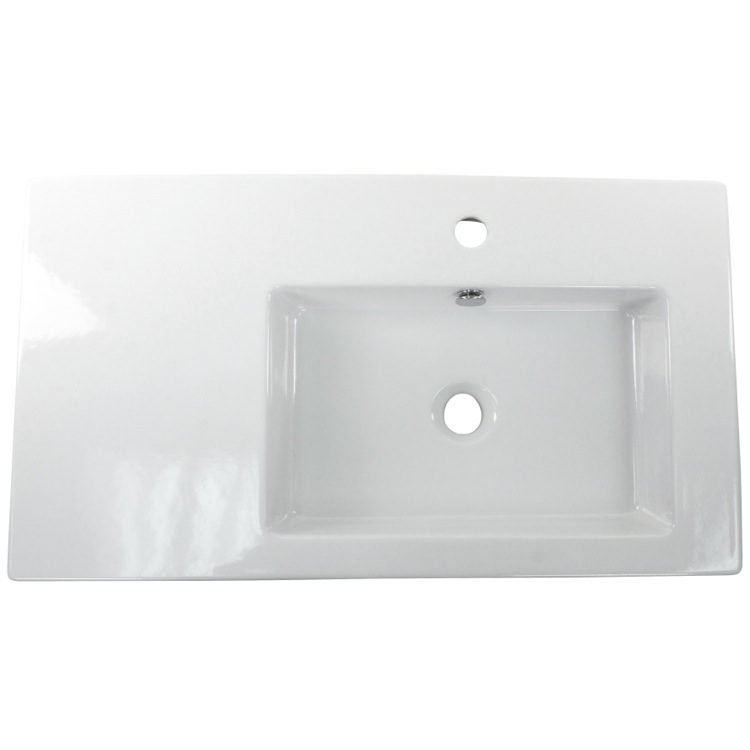 Nameeks Condal Wall Mounted Ceramic Bathroom Sink in White Nameeks Condal Wall Mounted Ceramic Bathroom Sink in White